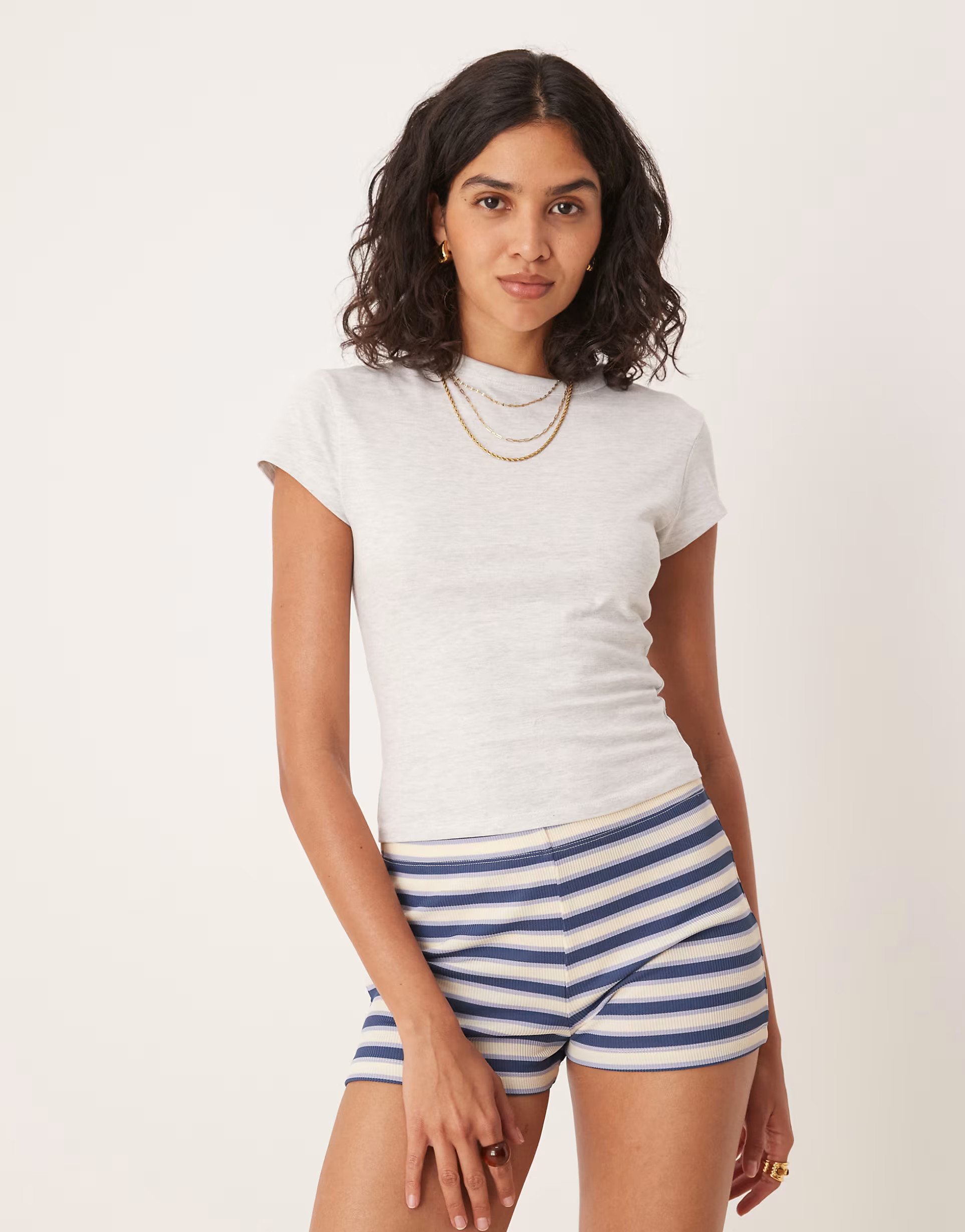 ASOS DESIGN shrunken fit baby tee in ice marl | ASOS (Global)