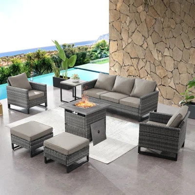 Naresa 7-Piece Wicker Outdoor Sofa Set  2 Chairs, All-Weather PE Wicker, Perfect For Backyard, Garden, Or Patio | Wayfair North America
