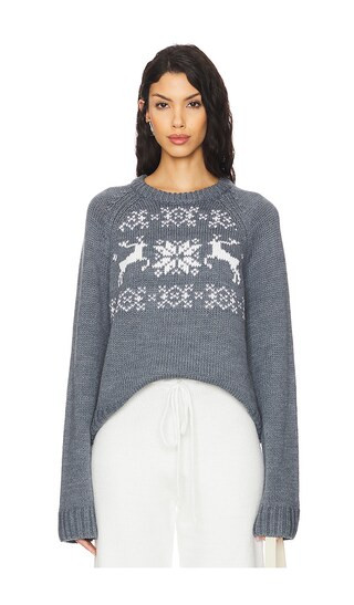 Leo Fairisle Sweater in Grey & White | Revolve Clothing (Global)