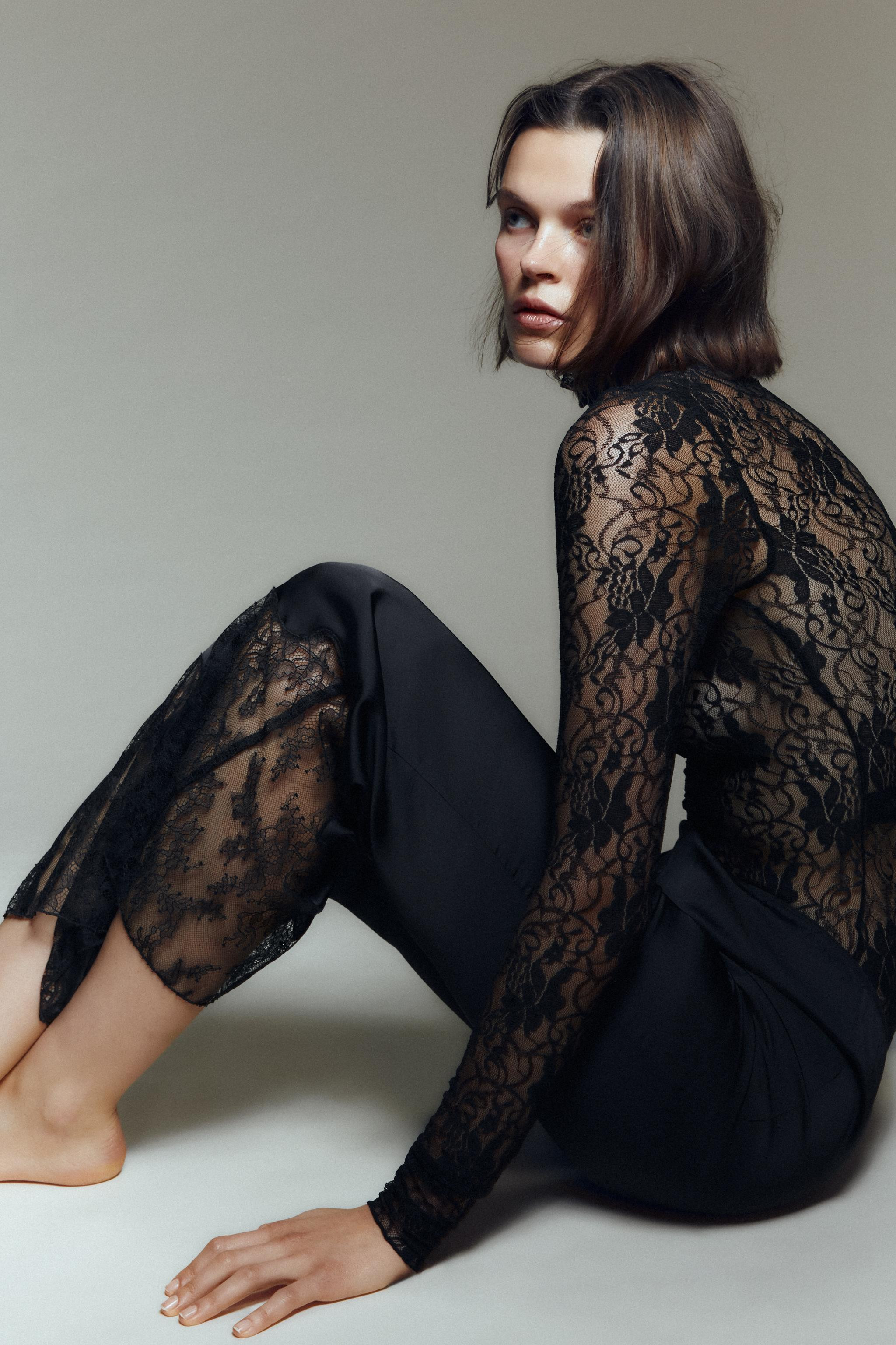 SATIN TROUSERS WITH LACE | Zara UK