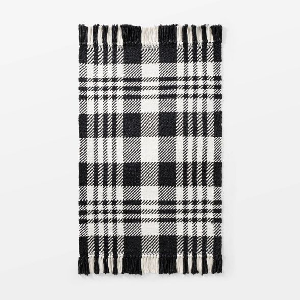 2'1"x3'2" Indoor/Outdoor Scatter Plaid Rug Black - Threshold™ designed with Studio McGee | Target