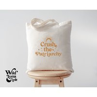 Crush The Patriarchy Tote Bag, Retro Feminist Purse, Advocate Gifts, Equity Voting Protest Gift For Women, Gender Rights | Etsy (US)