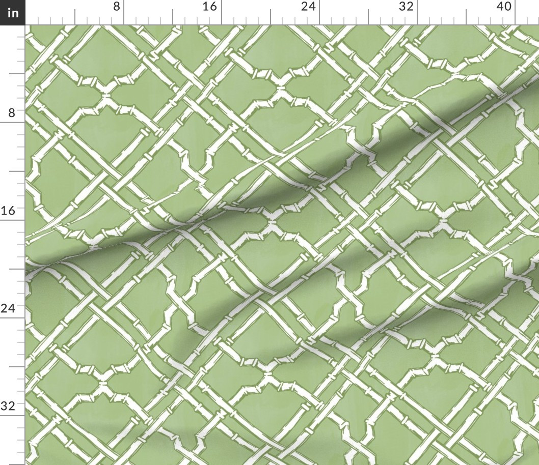 Fabric in Classic Bamboo Lattice in Green | Spoonflower