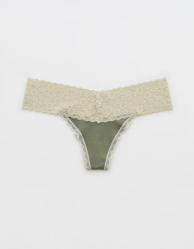 Superchill Vintage Lace Cotton Thong Underwear | Aerie