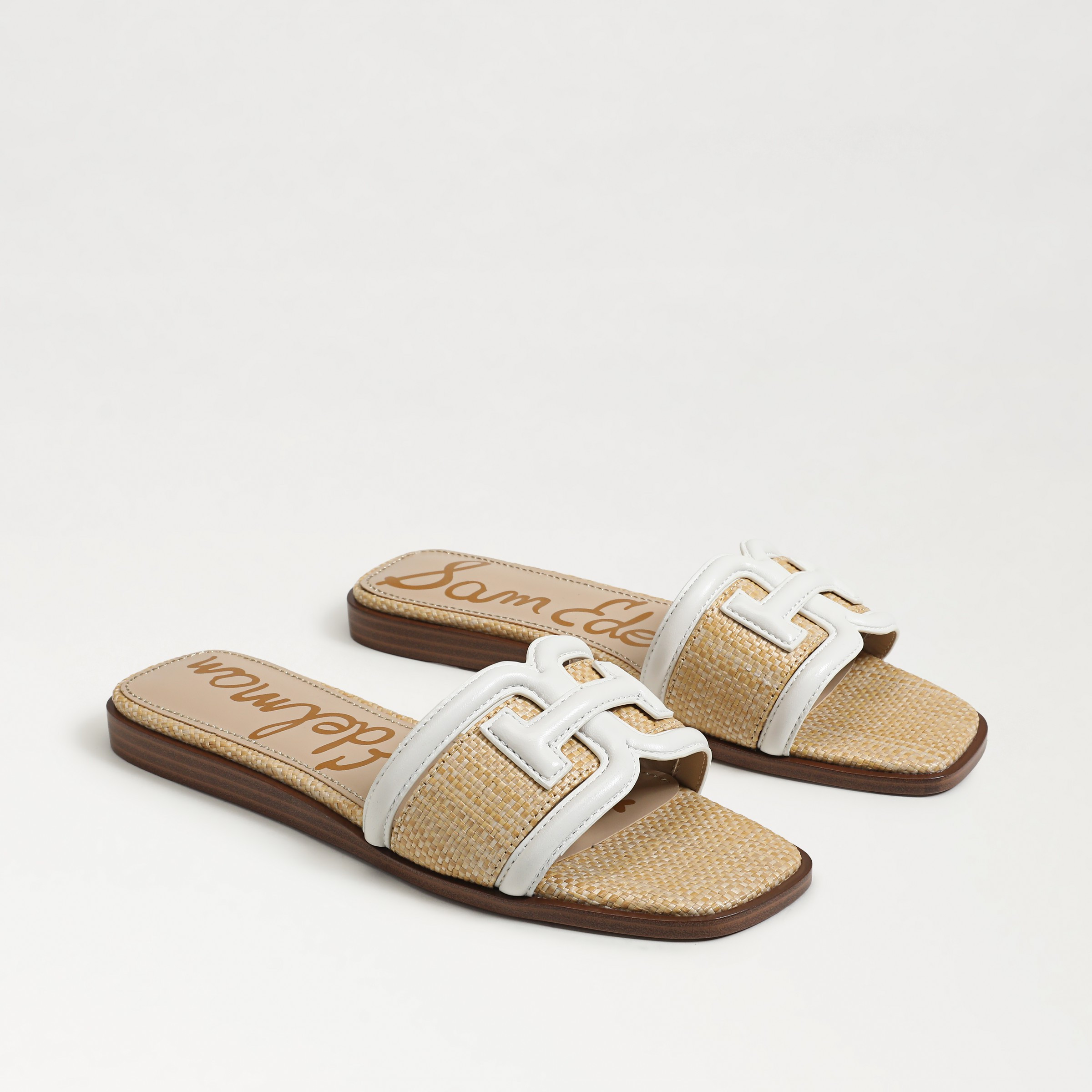 Sam Edelman Irina Slide Sandal Bright White/Beechwood Weave 6.0 | Sam Edelman CA
