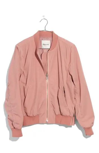 Women's Madewell Side Zip Bomber Jacket, Size XX-Small - Pink | Nordstrom