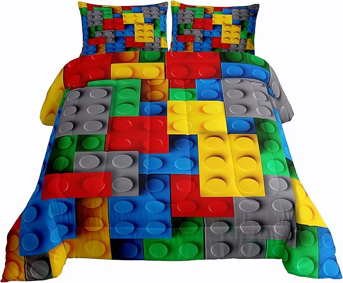 Erosebridal Construction Twin Comforter Set for Boys,Colorful Bedding Set 3D Building Blocks Quil... | Amazon (US)
