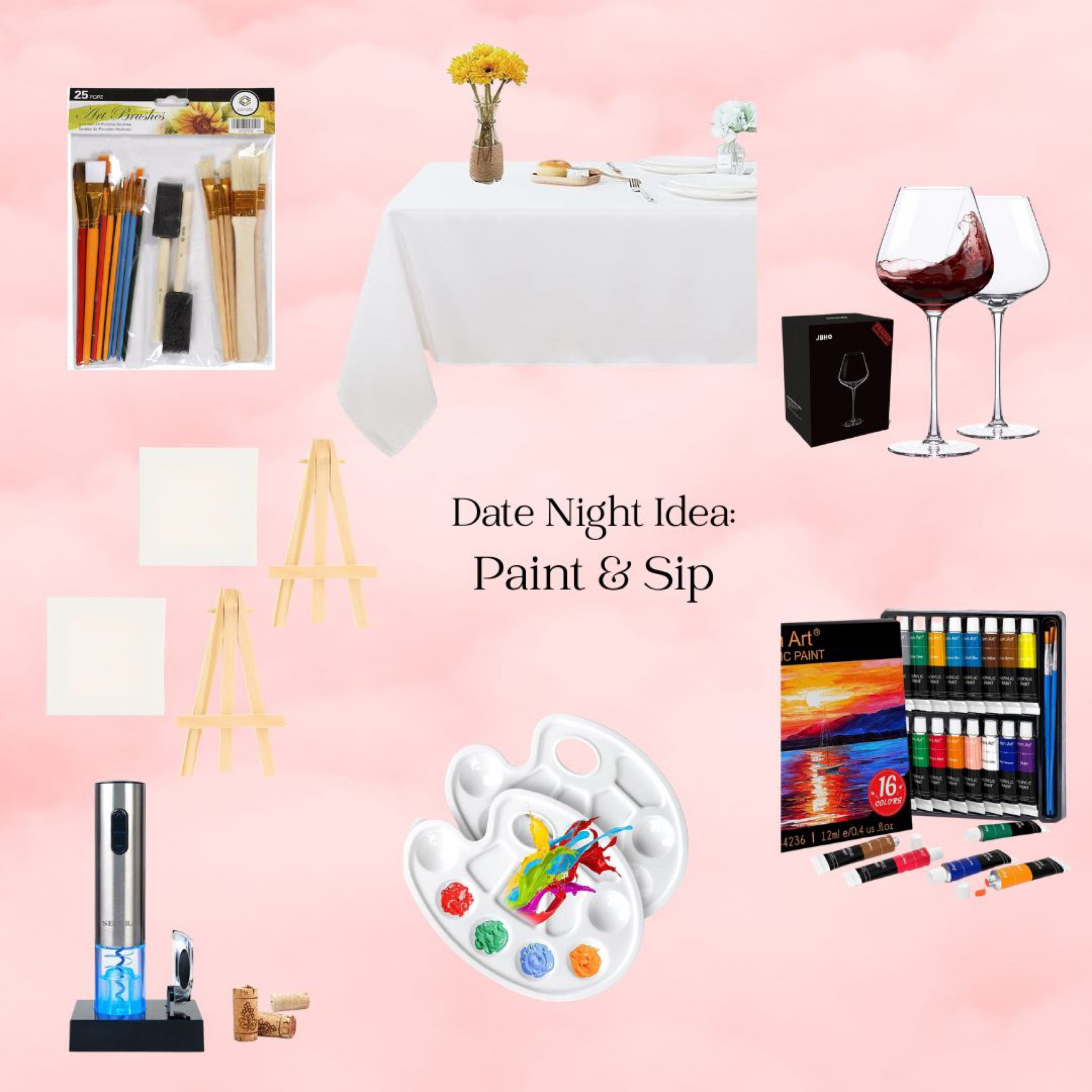 Date Night Idea: Paint & Sip 




date night, date night in, date night ideas, wine & paint, paint & sip, paint, fun activities, romantic ideas, fun date night, date night essentials, date night supplies, wine glasses, gift ideas, paint supplies, couples, couples inspo, affordable date night, affordable date night ideas

#LTKU #LTKFind #LTKhome