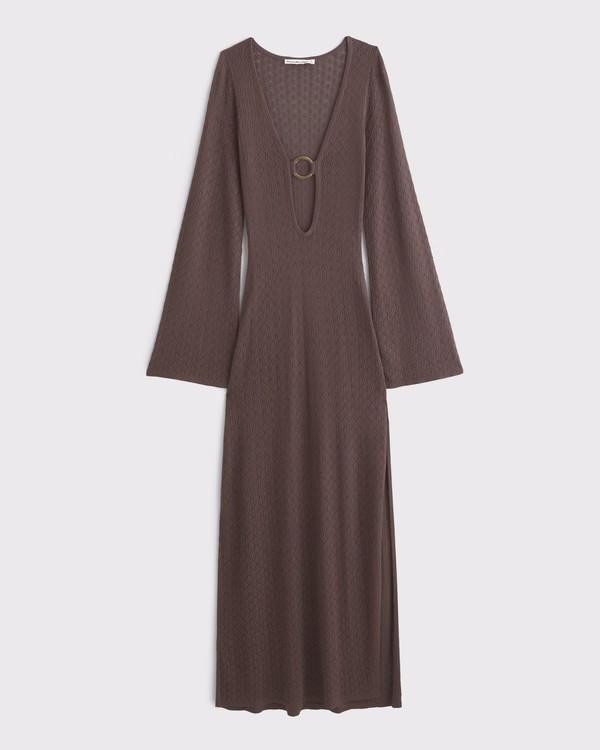 Crochet-Style Plunge Maxi Dress Coverup | Abercrombie & Fitch (US)