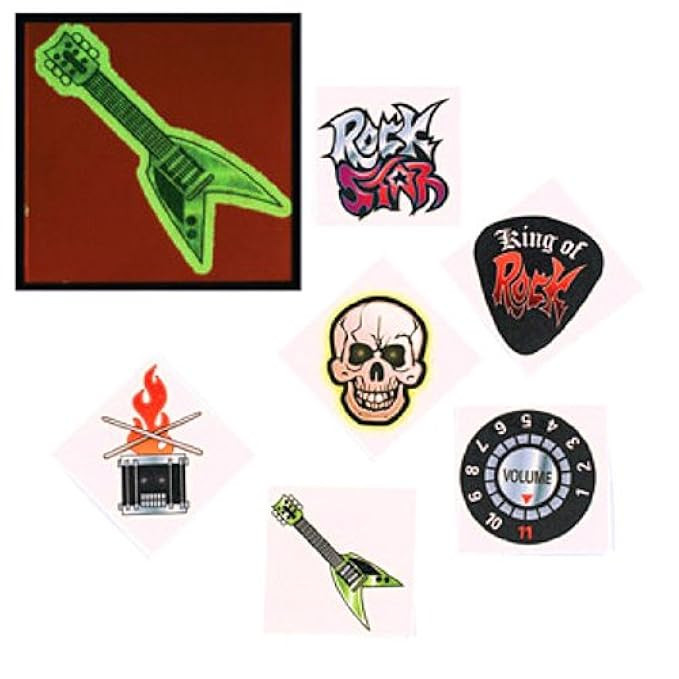 Glow-in-the-Dark Rock Star Temporary Tattoos (6 dz) | Amazon (US)