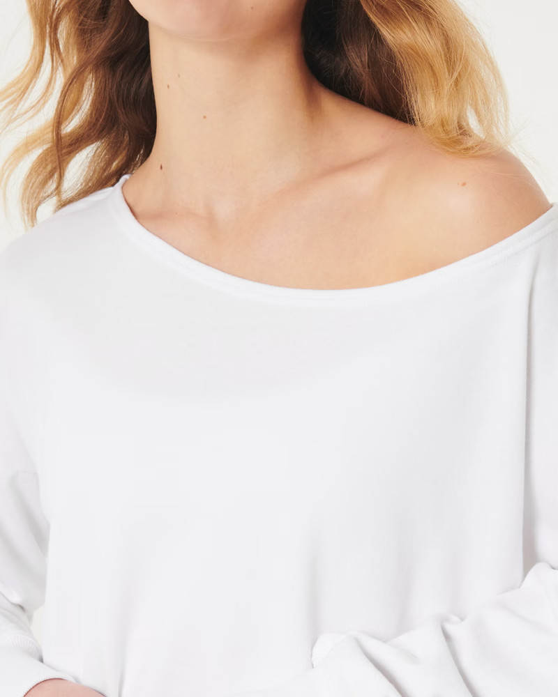 Easy Terry Off-the-Shoulder Sweatshirt | Hollister (US)