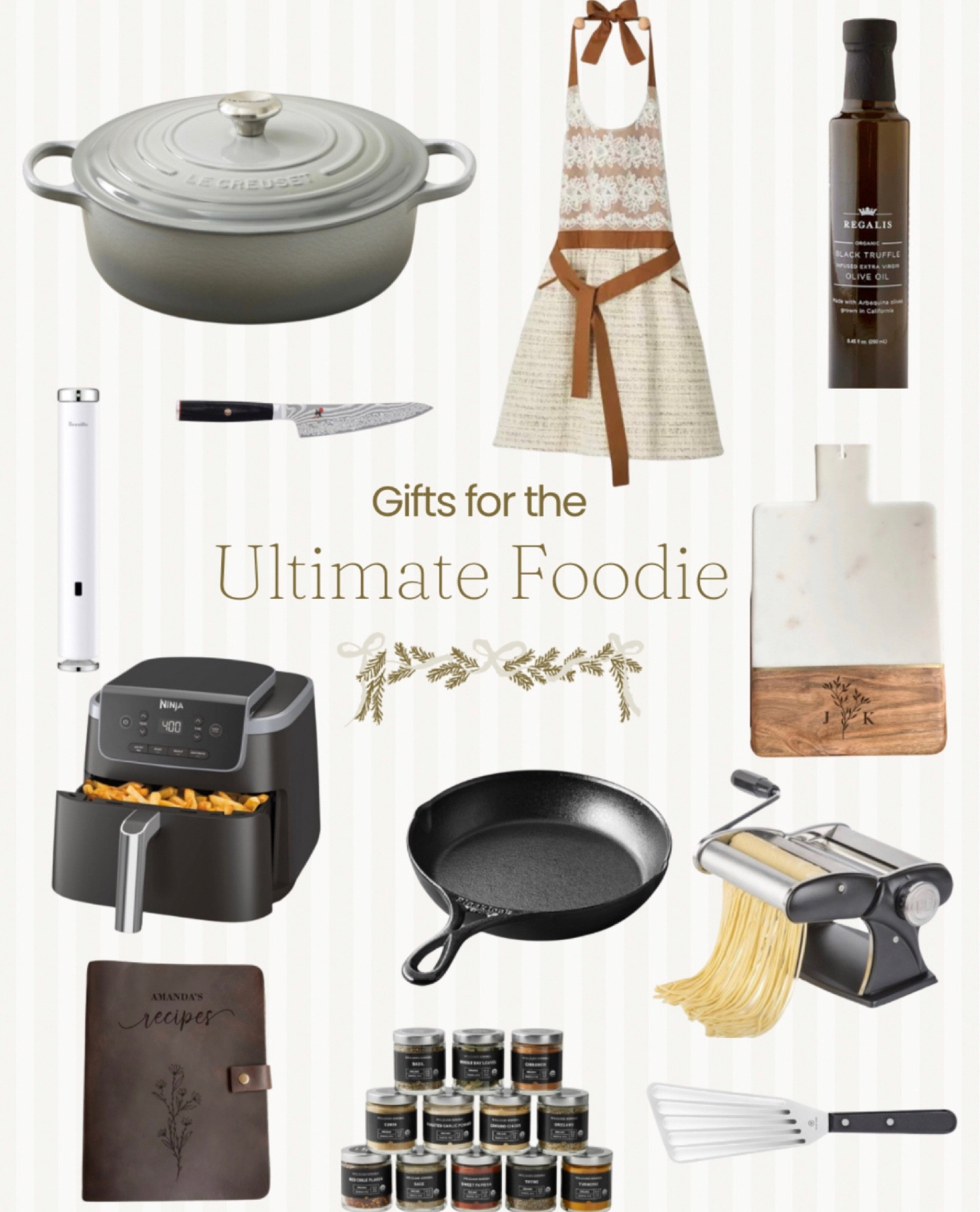 Gift ideas for the chef in your family!

Apron, Dutch oven, skillet, cooking ware, cutting board, gourmet spices, pasta maker 

#LTKGiftGuide #LTKHoliday #LTKHome