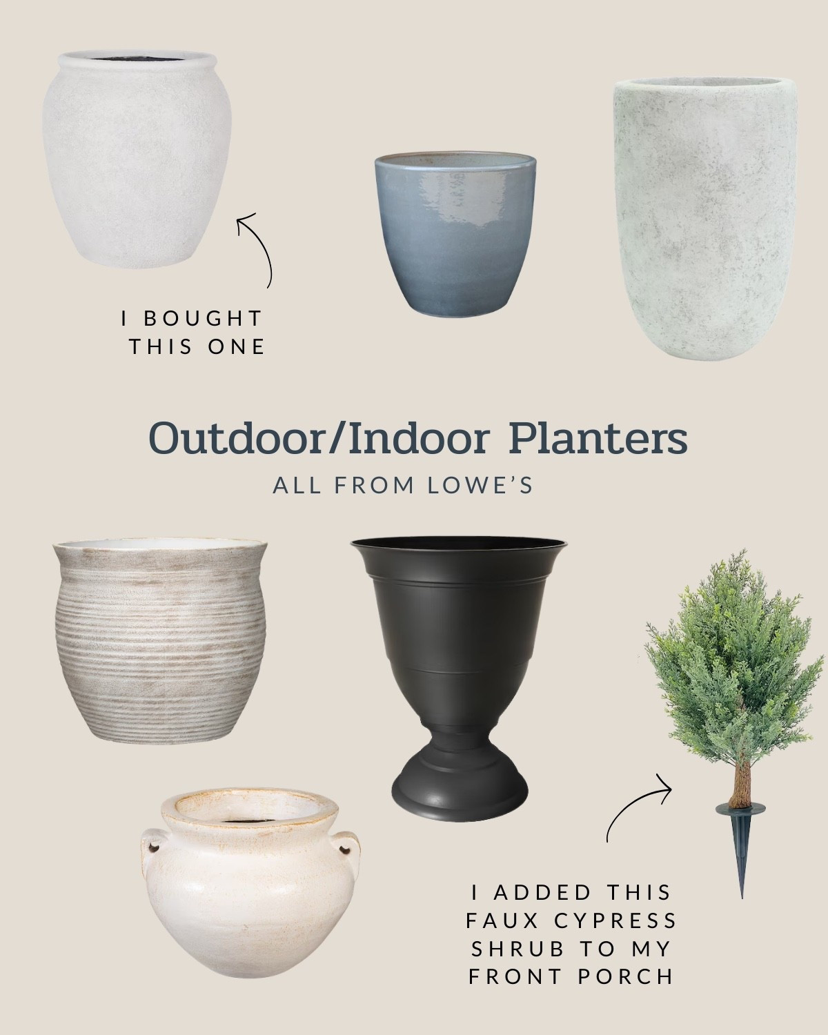#ad Loving these stylish planters from @lowes. I picked one up for my front porch and added the faux cypress shrubs too. #lowespartner #LTKSpringSale 

#LTKHome #LTKSaleAlert