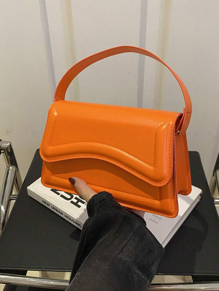 New Orange Ladies' Solid Color PU Small Square Bag, Simple And Stylish Handbag For Going Out, Tre... | SHEIN