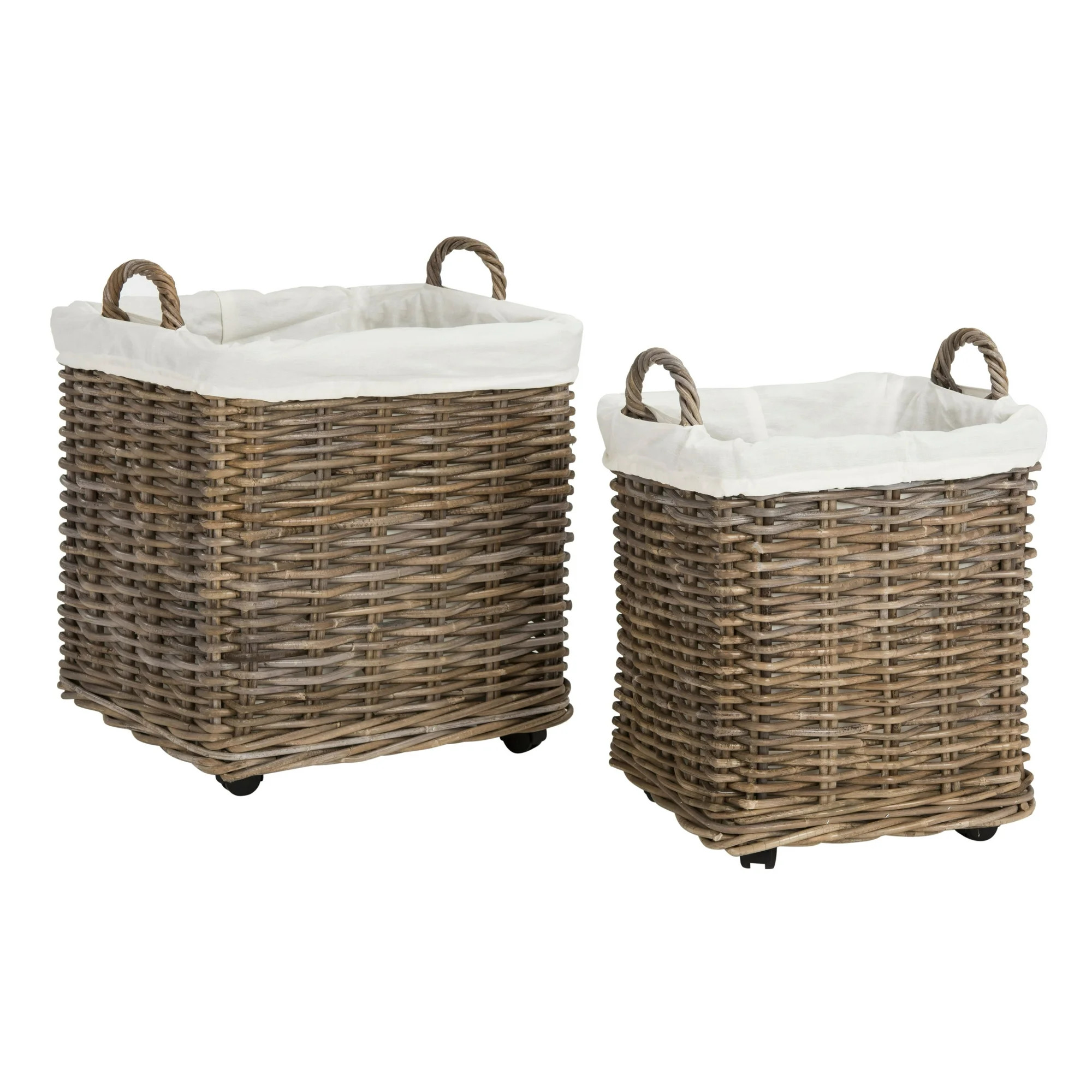 Safavieh Amari Rattan Square Hamper Baskets with Wheels, Two-in-One | Walmart (US)