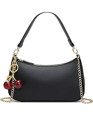 Black Shoulder Bag for Women Cute Hobo Cherry Purse Retro Clutch Underarm Handbag with Removable ... | Amazon (US)