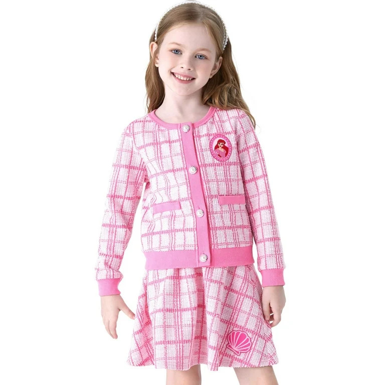 Disney Princess Ariel Girls Dresses Sets Preppy Plaid Tweed Jackets and Skirts 2 Pieces Sizes 2-6 | Walmart (US)