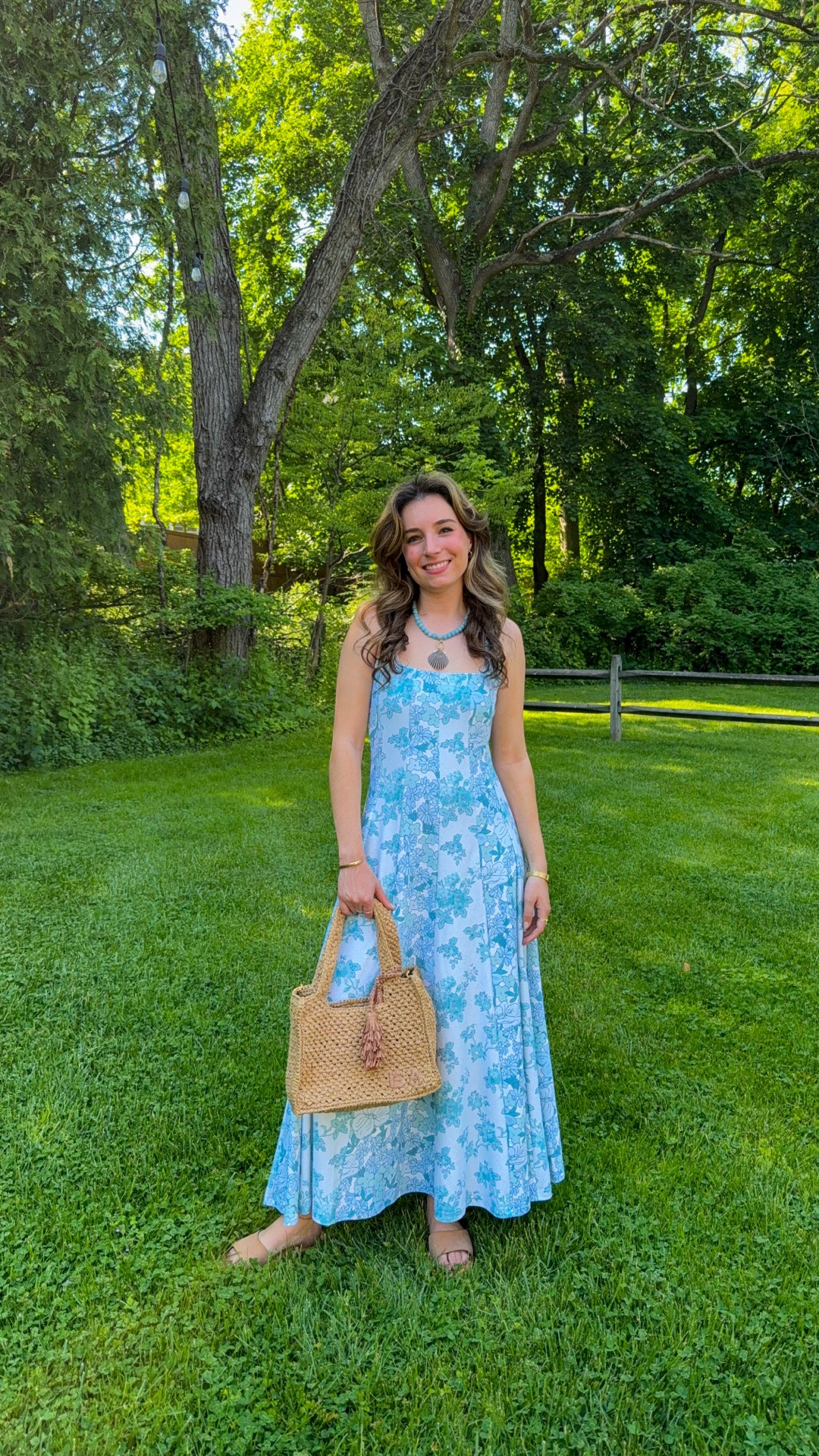 Coastal ootd! 🌊🤍 

Dress / summer dress / maxi dress / blue maxi dress / blue summer dress / long summer dress / coastal grandmother / coastal granddaughter / woven bag / woven summer bag / brown flip-flops / cute summer dress / summer outfit idea