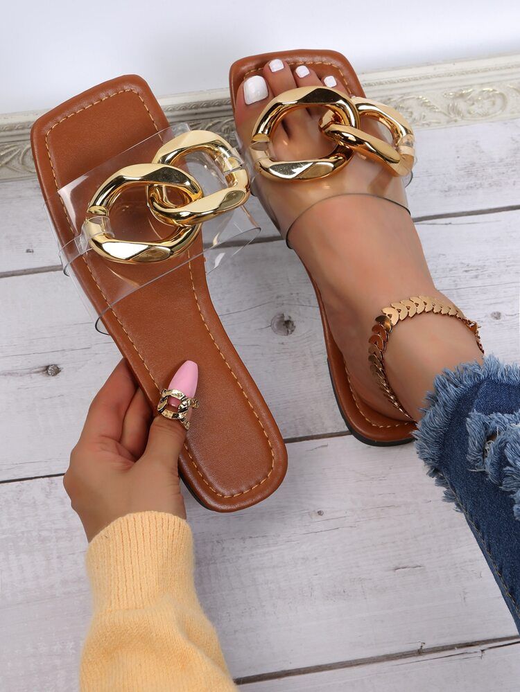 Chain Decor Slide Sandals | SHEIN