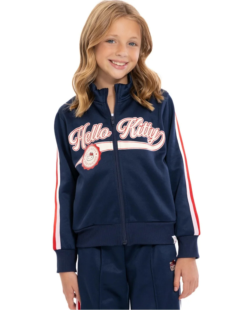 Wonder Nation Hello Kitty Girls Graphic Full-Zip Track Jacket, Sizes 4-18 | Walmart (US)