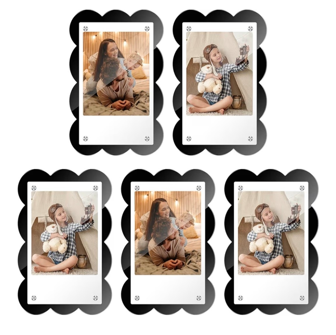 5 Pack Acrylic Polaroid Frame for Refrigerator, Magnetic Wallet Size Picture Frame Fits Mini Instant Film and 2x3
Photo Paper, 2.5x3.75 Magets Frame for Fridge (Scalloped)

#LTKHome #LTKGiftGuide #LTKKids