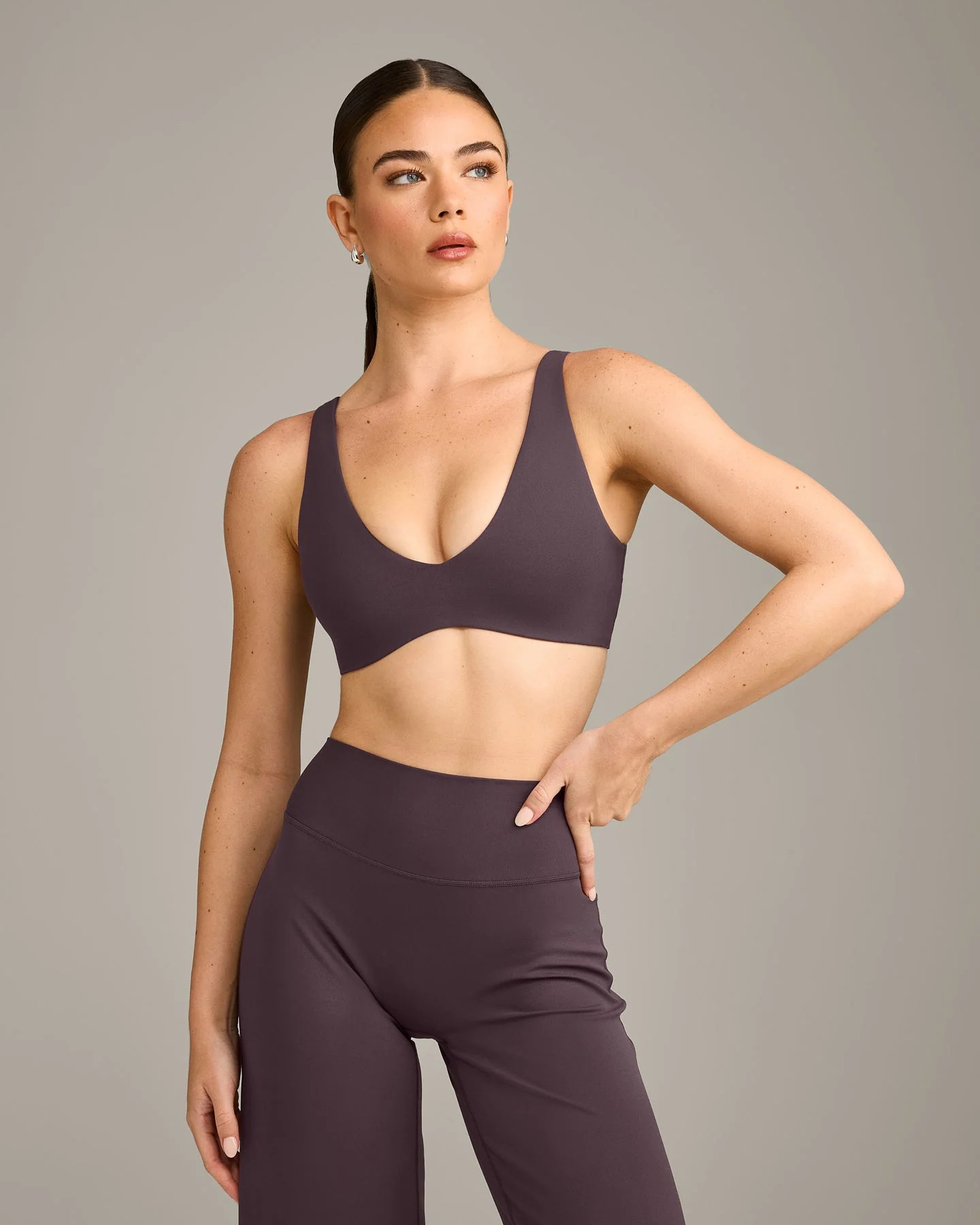 SoftMotion™ Scoop Back Bralette with Grey Logo 
 Dark Umber Brown | Oner Active (UK / US)