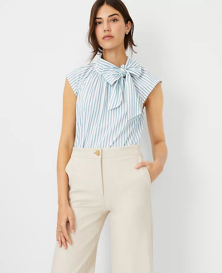 Stripe Tie Neck Top | Ann Taylor | Ann Taylor (US)