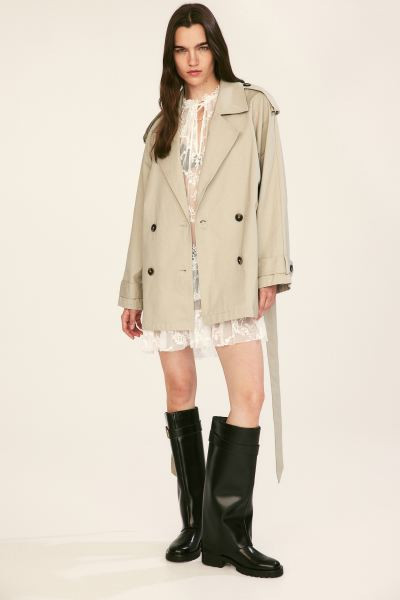 Short Trench Coat - Long sleeve - Short - Light beige - Ladies | H&M US | H&M (US + CA)