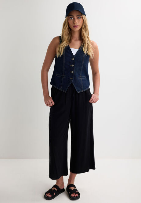 Womens Indigo Denim Front Button Waistcoat | Peacocks