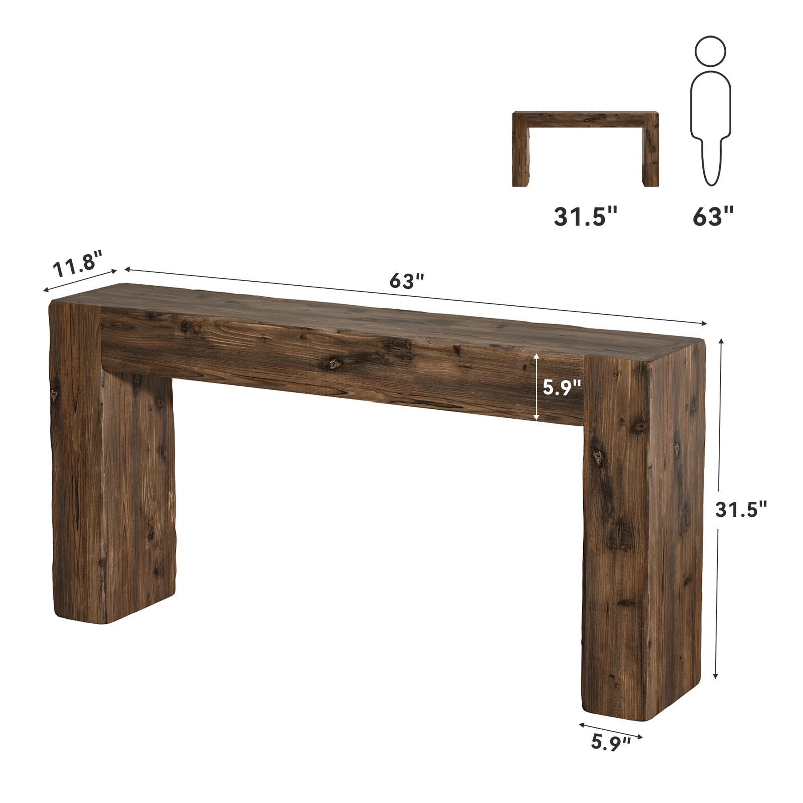 63-Inch Solid Wood Console Table | Wayfair North America