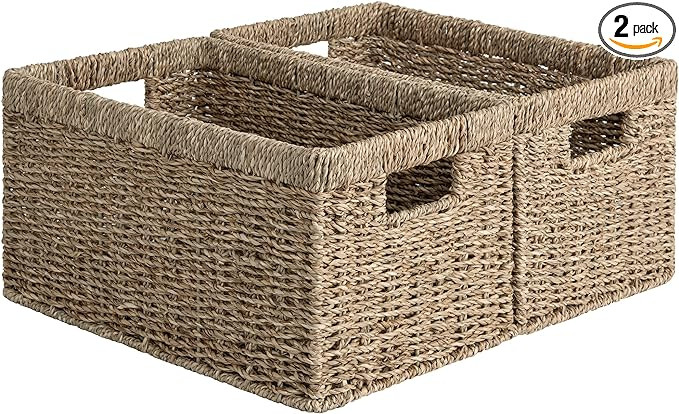 StorageWorks Baskets for Organizing, Wicker Baskets with Built-in Handles, Storage Basket, Seagra... | Amazon (US)