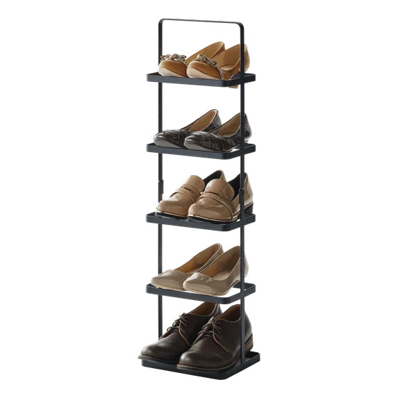 Yamazaki Home Shoe Rack - Two Styles, Black, Steel, Tall, Holds 5 shoes, Supports 11 pounds, Hand... | Walmart (US)