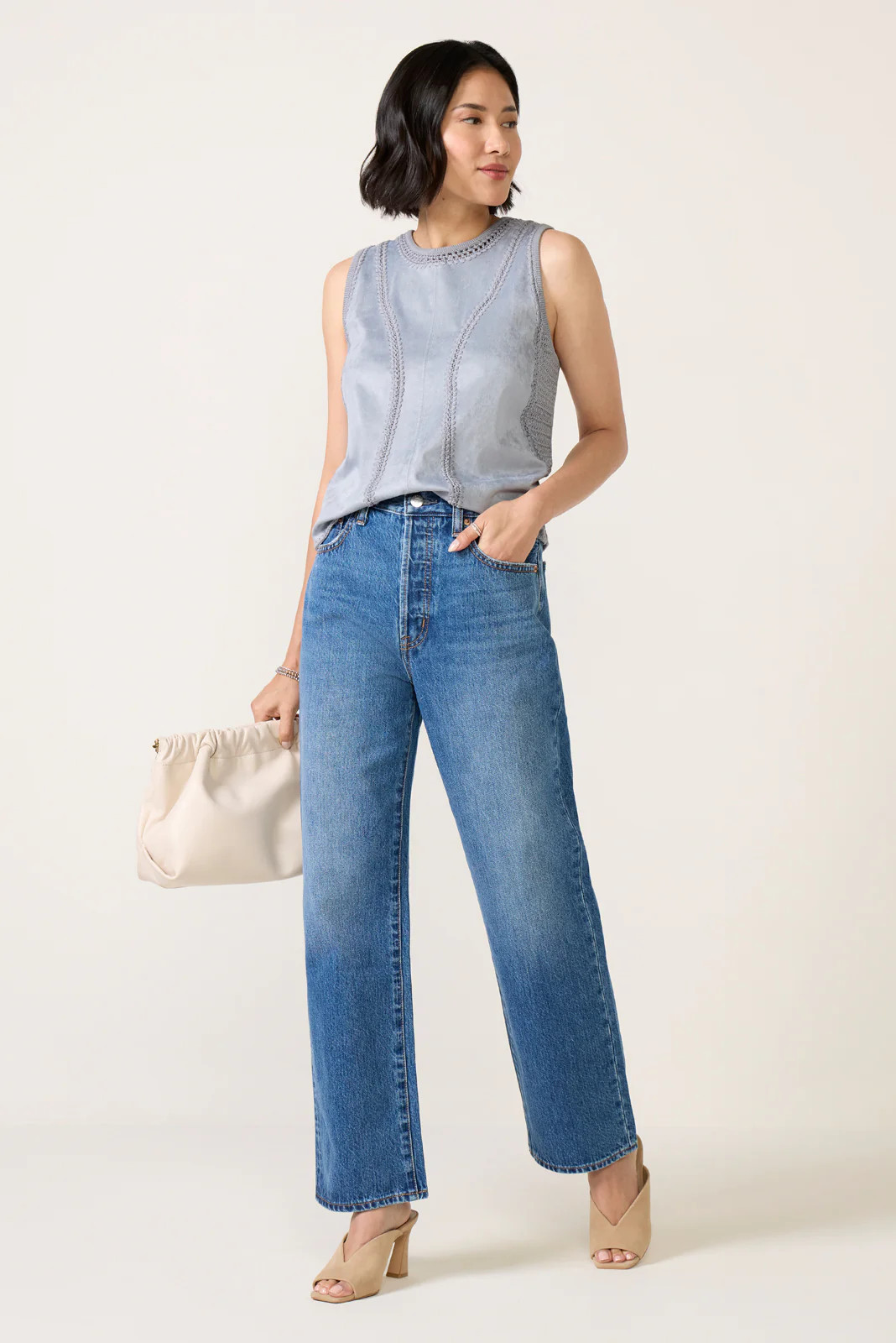 PISTOLA Women's Petite Cassie Straight Jean, Size 29, Blue | Evereve
