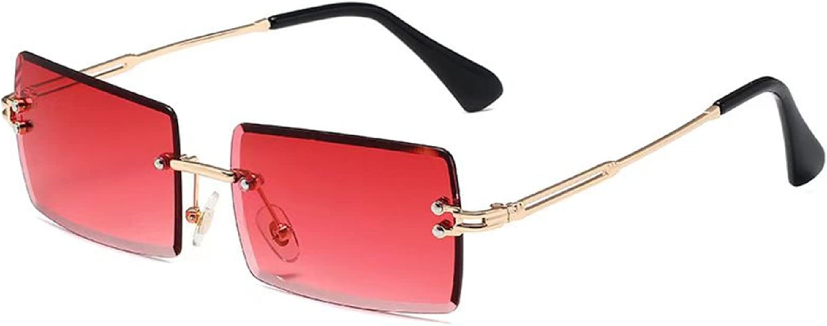 LASPOR Retro Rimless Rectangle Sunglasses for Women Men Tinted Lens Gold Metal Frameless Vintage ... | Amazon (US)