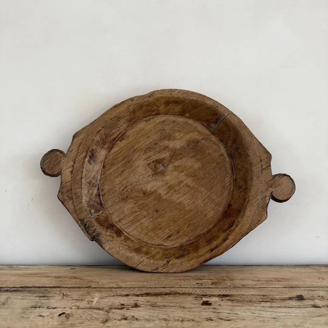 Vintage Teak Wood Dough Bowl | Dark Rustic Parat Tray 20" - Etsy | Etsy (US)