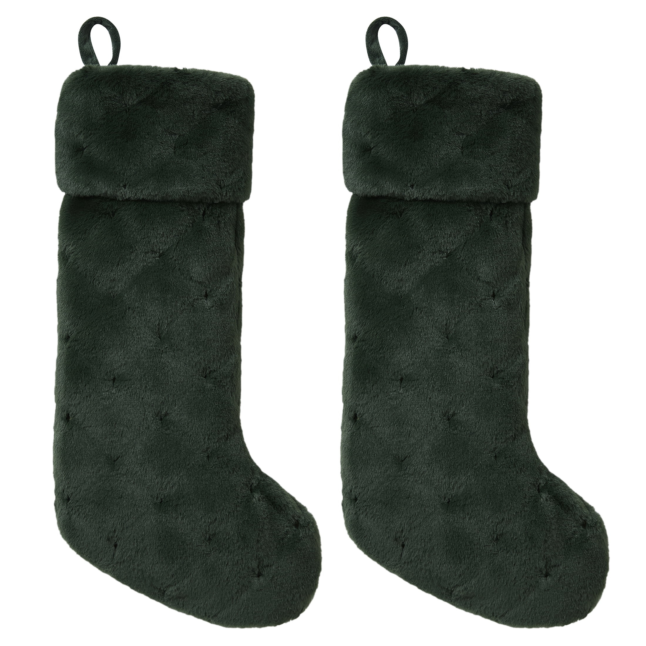 My Texas House Melissa Green Faux Rabbit Fur Christmas Stockings, 20" x 10" (2 Count) | Walmart (US)