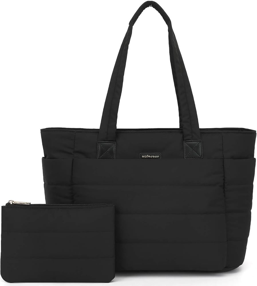 Puffer Tote Bag for Women, Lightweight Puffy Shoulder Bag with Compartments, Quilted Handbag for ... | Amazon (US)