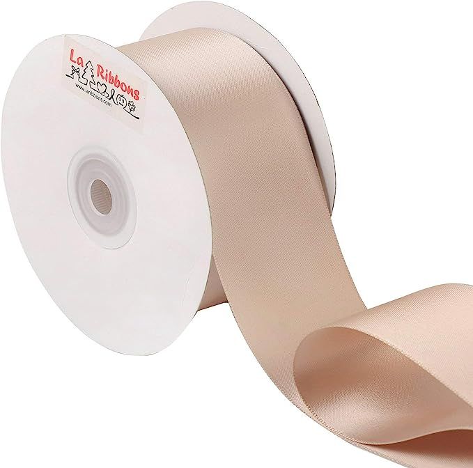 LaRibbons 2 inch Wide Double Face Satin Ribbon - 25 Yard (813-Champange/Vanilla) | Amazon (US)