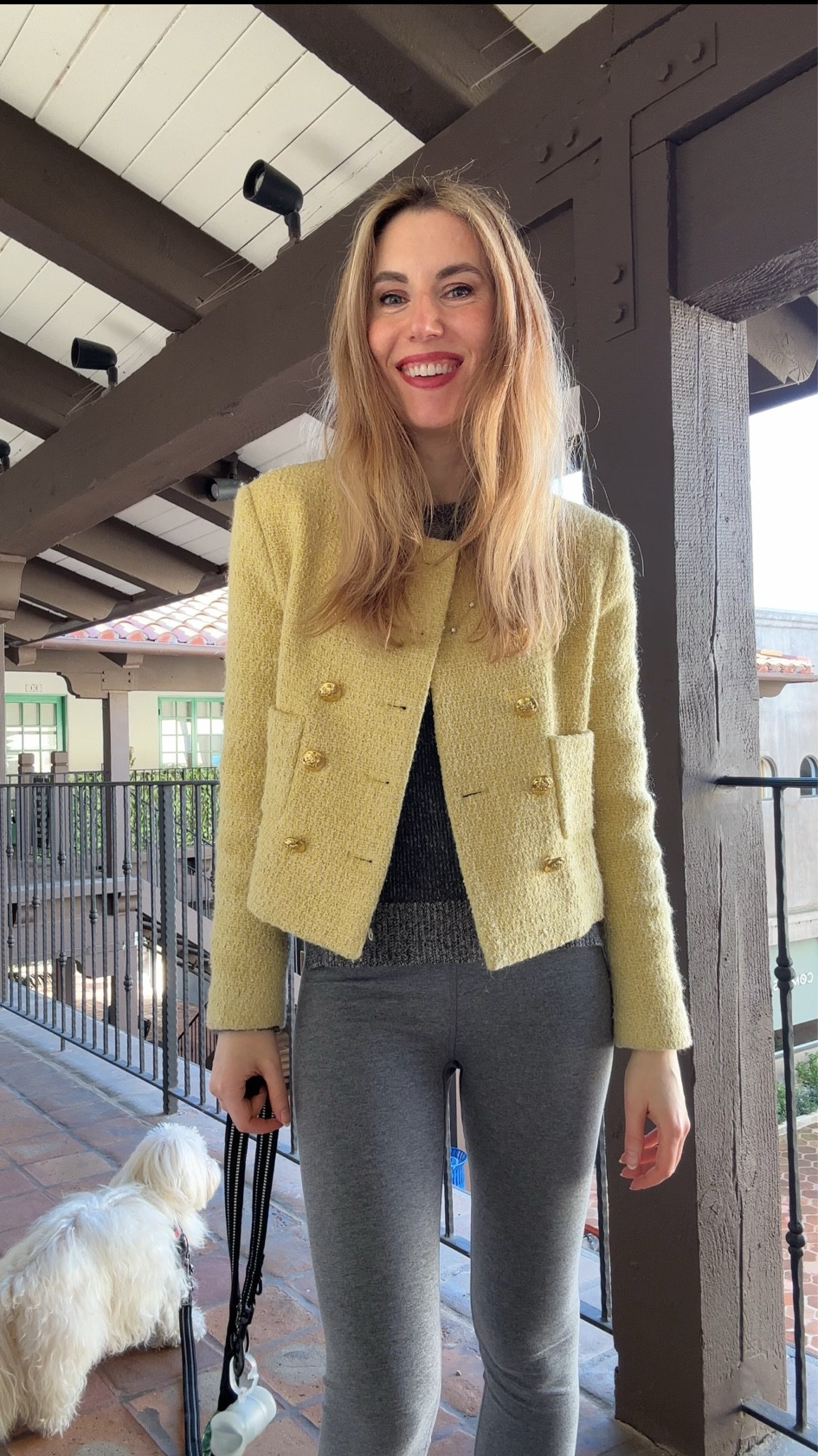 I love repeating this look with the smallest variations. The pastel yellow needs the grit of the grey for contrast; it might otherwise be too twee. Brown would work, too, but would be too stark. I sometimes wear worn out jeans instead of the leggings. 

The jacket is from Celine, and it’s a few years old. I found other ones with the same vibe, and some are on sale!

#LTKstyletip #LTKworkwear #LTKsalealert