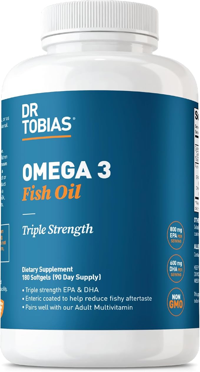 Dr. Tobias Omega 3 Fish Oil 2000mg Triple Strength with 800mg EPA 600mg DHA Per Serving | Fish Oi... | Amazon (US)
