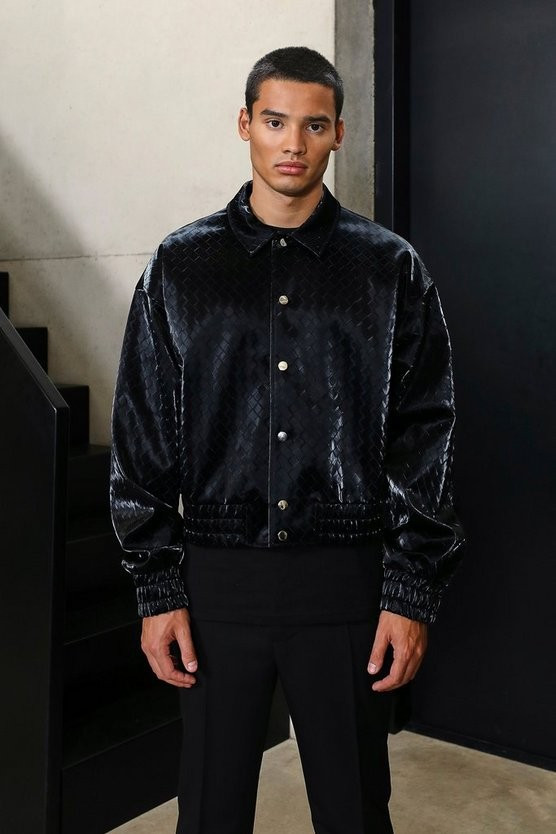 Quilted Pu Boxy Cropped Bomber Jacket | boohooMAN (DE, IE & UK)