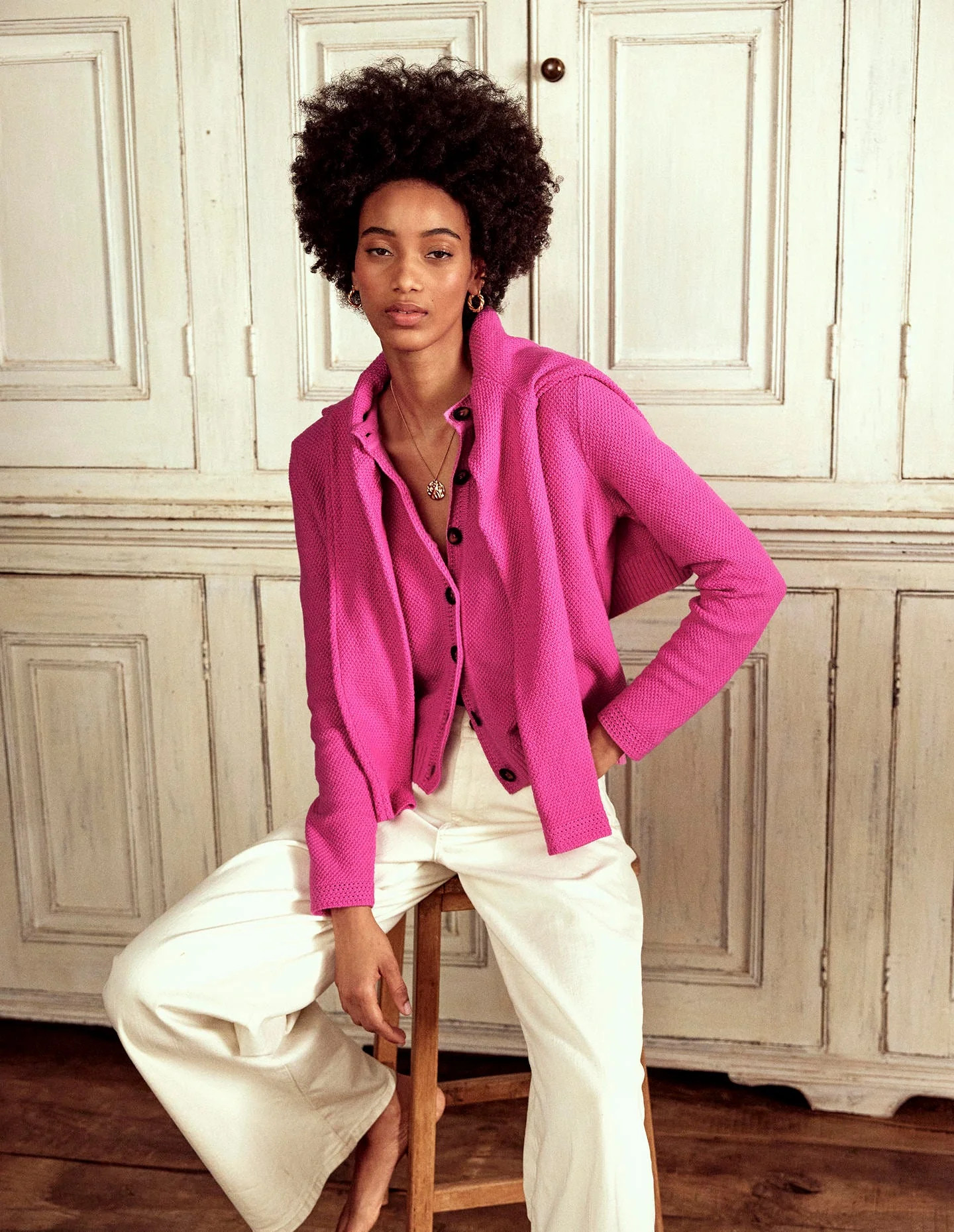 Callie Crochet Trim Cardigan-Tickled Pink | Boden (US)