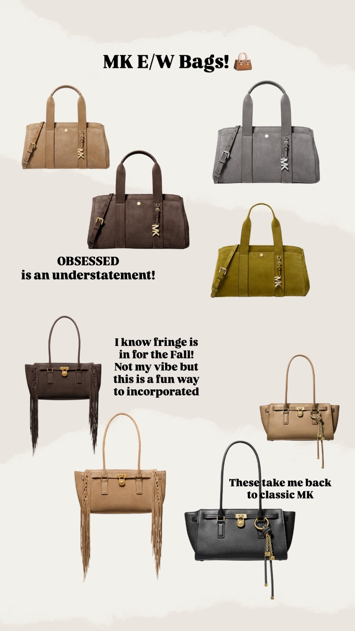Michael Kors E/W Style Handbags 

#LTKStyleTip #LTKItBag #LTKSeasonal
