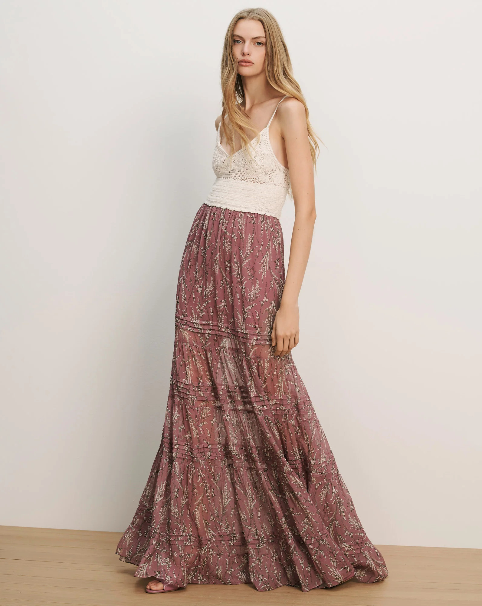 Josiane Floral Maxi Dress in White & Purple | Veronica Beard | Veronica Beard