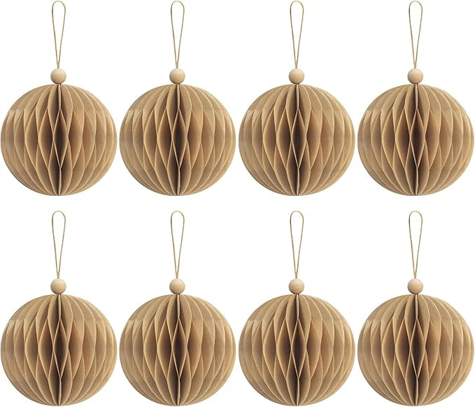 KI Store 8pcs Khaki Paper Christmas Balls with Magnetic Closing 3.15-Inch Paper Christmas Tree De... | Amazon (US)