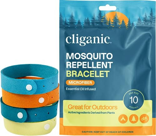 Cliganic Mosquito Repellent Microfiber Bracelets (10 Count) - for Adults and Kids, DEET Free Wristbands | Amazon (US)