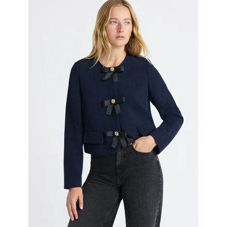 Free Assembly Women s Bow Front Cropped Jacket Sizes XS-XXL | Walmart (US)
