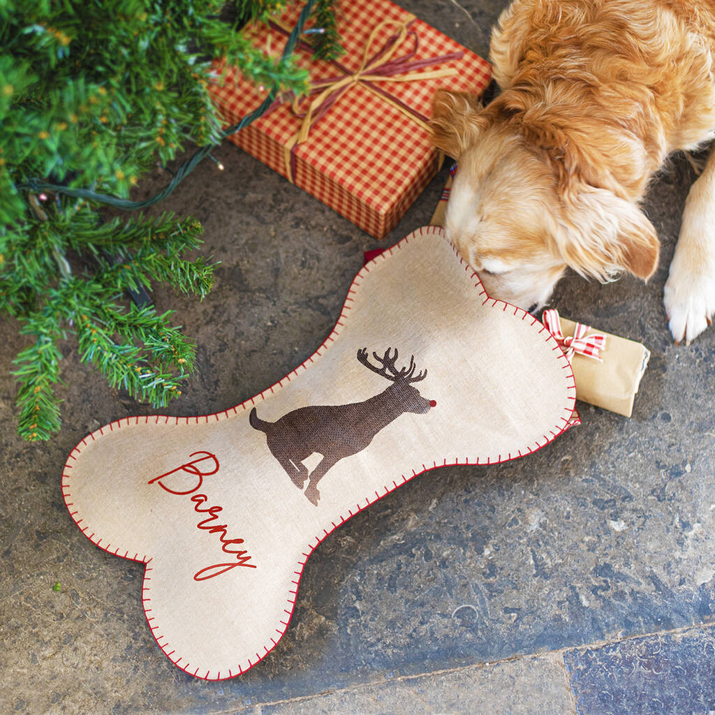 Personalised Hessian Dog Bone Shaped Stocking | Not On The High Street