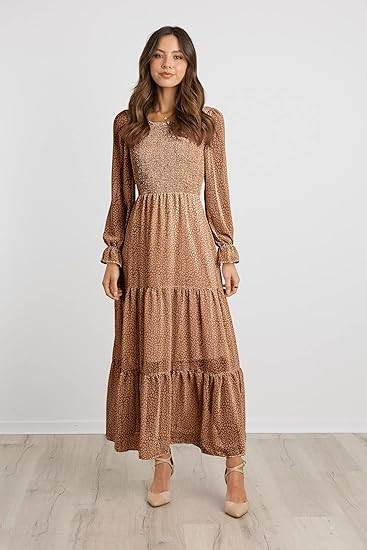 BTFBM Women Casual Long Sleeve Crew Neck Fall Dress Bohemian Relaxed Fit Floral Flowy Maxi Dresse... | Amazon (US)