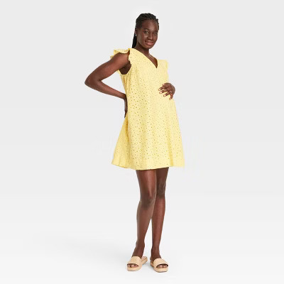 The Nines by HATCH™ Flutter Short Sleeve Eyelet Maternity Dress | Target
